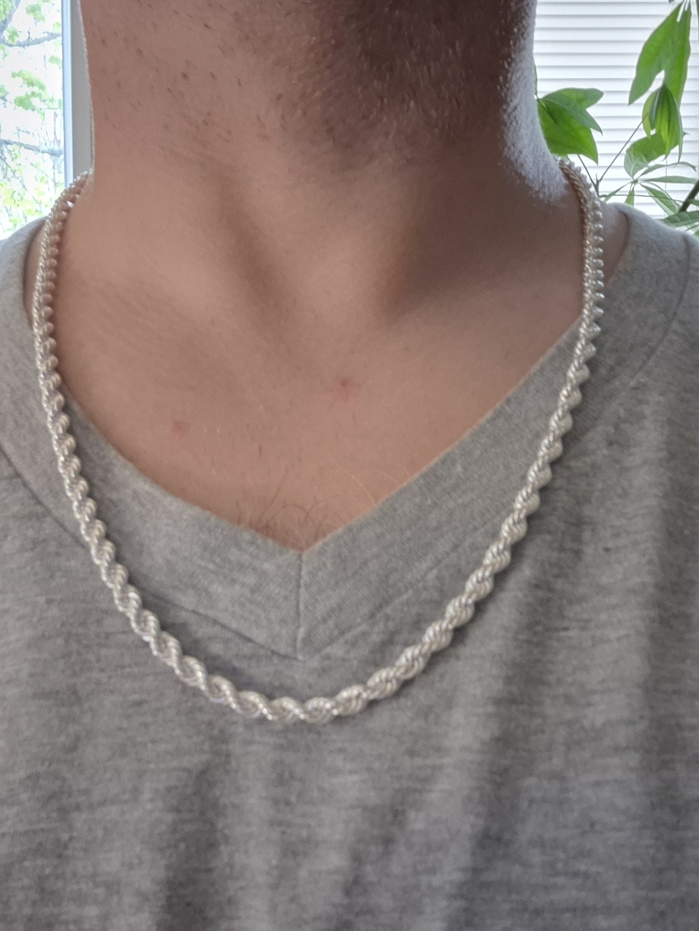 NEW 24 Inch Sterling Silver 5mm Rope Chain Necklace 44.4 Grams - Men's Jewelry - Picture 9 of 16
